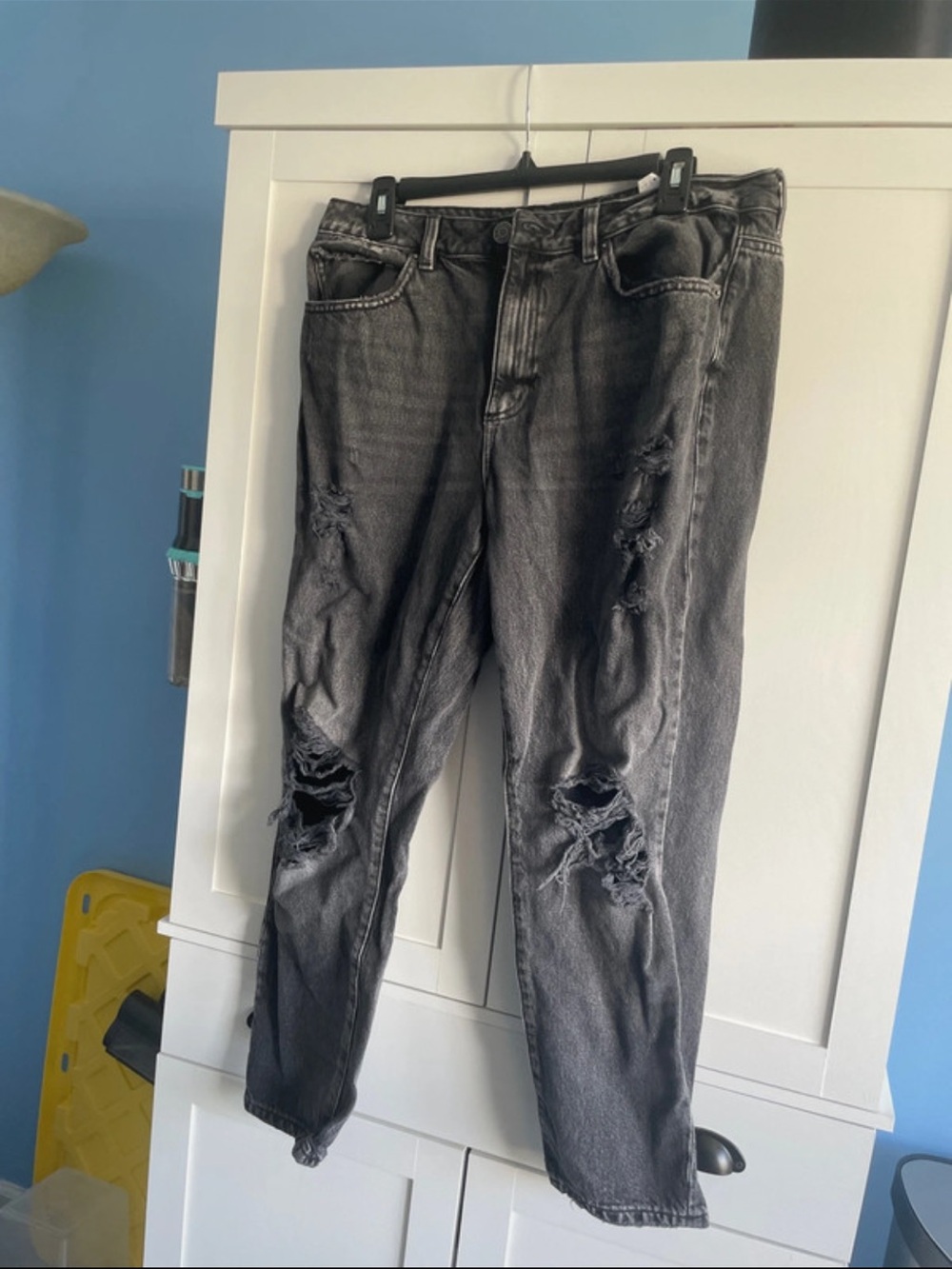 Garage Washed Gray Ripped Mom Jeans